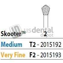 PREMIER Two Striper Skooter FG 2 (T2) Medium Diamond Bur Acorn shaped. Pack of 5. Used - #2015192