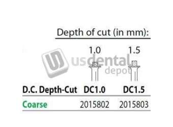 PREMIER Two Striper FG DC 1.0 Coarse Diamond Burs, Depth-Cut. Pack of 5 - #2015802