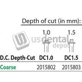 PREMIER Two Striper FG DC 1.0 Coarse Diamond Burs, Depth-Cut. Pack of 5 - #2015802