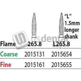 PREMIER Two Striper FG #L265.8 Coarse Diamond Burs, Flame shaped. Pack of 5 - #2015654