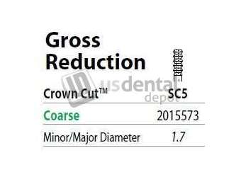 PREMIER Two Striper FG #SC5 Gross reduction  Coarse Diamond Bur, Crown Cut. Pack of 5 - #2015573