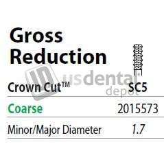 PREMIER Two Striper FG #SC5 Gross reduction  Coarse Diamond Bur, Crown Cut. Pack of 5 - #2015573