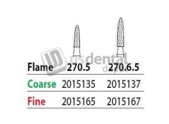 PREMIER Two Striper FG #270.6.5 Coarse Diamond Burs, Flame shaped. Pack of 5 - #2015137