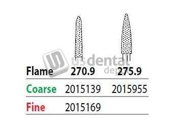 PREMIER Two Striper FG #270.9 Fine Diamond Burs, Flame shaped. Pack of 5 - #2015169