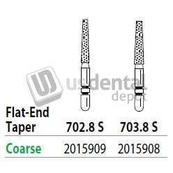 PREMIER Two Striper ShortCut FG 703.8 S Coarse Grit  Diamond Bur Flat-End Taper, Short Shank - #2015908