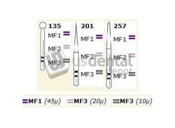 PREMIER Two Striper FG #201 MF-2 MFS finishing diamond bur, pack of 5 - #2015854