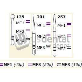 PREMIER Two Striper FG #201 MF-2 MFS finishing diamond bur, pack of 5 - #2015854