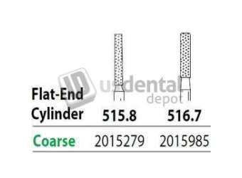 PREMIER Two Striper FG #515.8 Coarse Diamond Bur, Flat-End Cylinder. Pack of 5 - #2015279