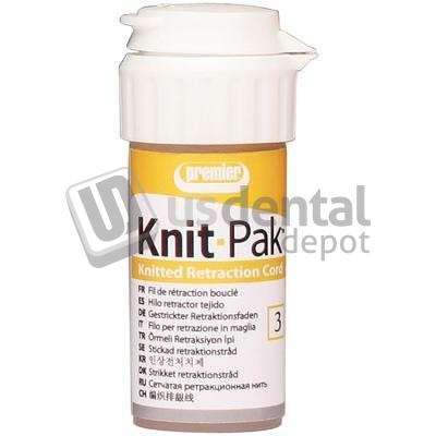 PREMIER Knit-Pak Size #3 Knitted Plain Retraction Cord, Non-impregnated 100in Cotton - #9007556