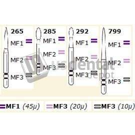 PREMIER Two Striper FG #285 MF-1 MFS finishing diamond bur, pack of 5 - #2015862