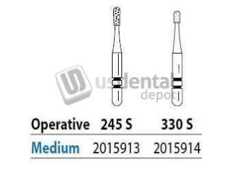 PREMIER Two Striper ShortCut FG 245 S Medium Diamond Bur, Operative, Short Shank. Pack - #2015913