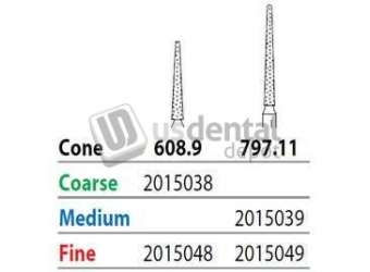 PREMIER Two Striper FG #797.11 Medium Diamond Bur, Cone. Pack of 5 - #2015039