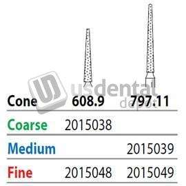 PREMIER Two Striper FG #797.11 Medium Diamond Bur, Cone. Pack of 5 - #2015039