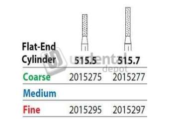 PREMIER Two Striper FG #515.5 Coarse Diamond Bur, Flat-End Cylinder. Pack of 5 - #2015275