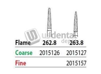 PREMIER Two Striper FG #263.8 Coarse Diamond Burs, Flame shaped. Pack of 5 - #2015127