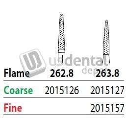 PREMIER Two Striper FG #263.8 Coarse Diamond Burs, Flame shaped. Pack of 5 - #2015127