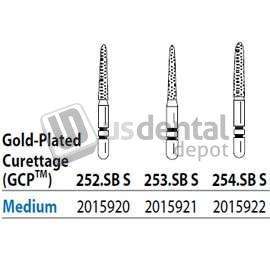 PREMIER Two Striper ShortCut FG #254.SB S Medium Diamond Bur Gold-Plated Curettage - #2015922