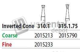 PREMIER Two Striper FG #315.1.75 Coarse Inverted Cone Diamond Bur. Pack of 5 - #2015790