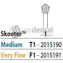 PREMIER Two Striper Skooter FG 1 (F1) Very Fine Diamond Bur Acorn shaped. Pack of 5 - #2015191