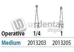 PREMIER Two Striper FG #1 Medium  Grit  Operative Diamond Bur. Pack of 5 - #2013205