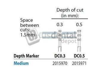 PREMIER Two Striper FG DC 0.5 Coarse Diamond Burs, Depth Marker. Pack of 5 - #2015971