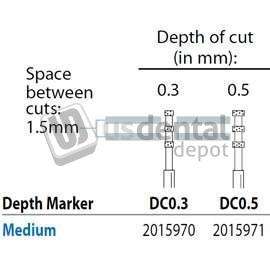 PREMIER Two Striper FG DC 0.5 Coarse Diamond Burs, Depth Marker. Pack of 5 - #2015971