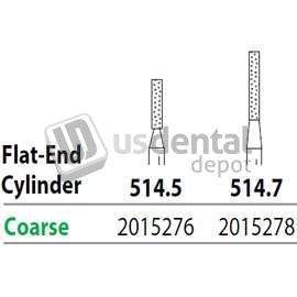 PREMIER Two Striper FG #514.5 Coarse Diamond Bur, Flat-End Cylinder. Pack of 5 - #2015276