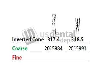 PREMIER Two Striper FG #318.5 Coarse Inverted Cone Diamond Bur. Pack of 5 - #2015991