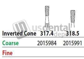 PREMIER Two Striper FG #318.5 Coarse Inverted Cone Diamond Bur. Pack of 5 - #2015991