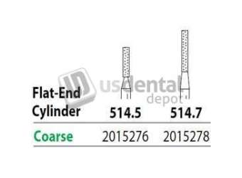 PREMIER Two Striper FG #514.7 Coarse Diamond Bur, Flat-End Cylinder. Pack of 5 - #2015278