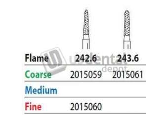 PREMIER Two Striper FG #243.6 Coarse  Grit  Diamond Bur, Flame Shaped. Pack of 5 - #2015061