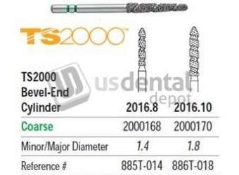 PREMIER TS2000 Speed Cut Diamond FG #2016.8 Bevel End Cylinder Coarse, pack of 5 - #2000168