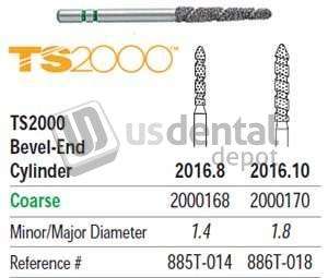 PREMIER TS2000 Speed Cut Diamond FG #2016.8 Bevel End Cylinder Coarse, pack of 5 - #2000168