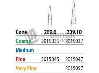 PREMIER Two Striper FG #209.6 Fine Diamond Bur, Cone. Pack of 5 - #2015045