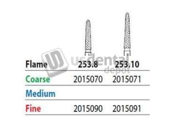 PREMIER Two Striper FG #253.10 Fine Diamond Burs, Flame shaped. Pack of 5 - #2015091