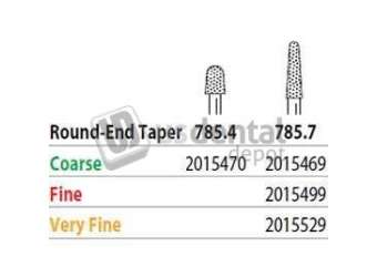 PREMIER Two Striper FG 785.7 Very Fine Diamond Bur Round-End Taper. Pack of 5 - #2015529