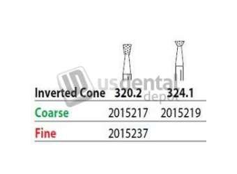 PREMIER Two Striper FG #320.2 Fine Inverted Cone Diamond Bur. Pack of 5 - #2015237