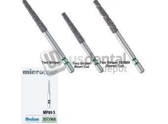 PREMIER Two Striper ShortCut FGSS MP 89 S Medium Diamond Burs, Micro-Prep, Short Shank - #2015968