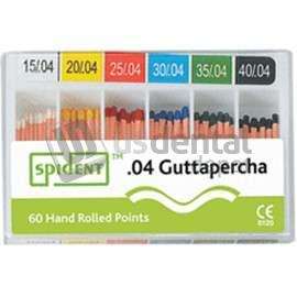 SPIDENT - Spident #30 .04 Taper  Gutta Percha Points, Hand Rolled, Color Coded, Box - # SPGP.430