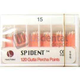 SPIDENT - Spident Gutta Percha Points size #15, Hand Rolled / Color Coded, Package of 120 - # SG-15