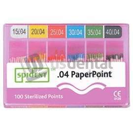 SPIDENT - Spident Absorbent Paper Points - #20, Taper size 0.04, ISO Standardized, Color - # SPPP.420