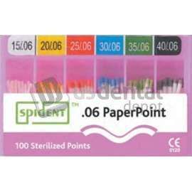 SPIDENT - Spident Absorbent Paper Points - #40, Taper size 0.06, ISO Standardized, Color - # SPPP.640