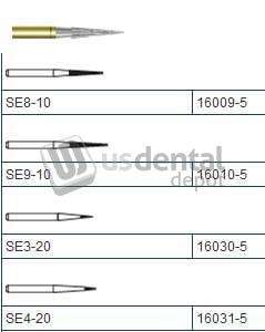 SS WHITE - FG #SE8-10 Round Safe End Taper Carbide Bur. 5pk  Burs - #16009-5