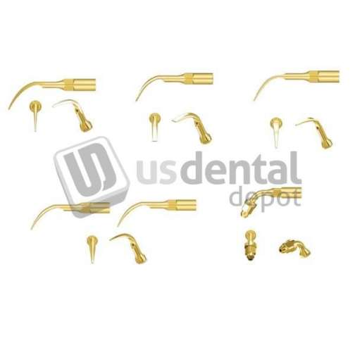 WOODPECKER - DTE Ultrasonic Scaler Gold Tips ASSORTED – 6/Pk. Includes: 1 x Perio scaling - # DARTG-6