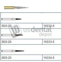 SS WHITE - FG #SE6-20 Round Safe End Taper Carbide Bur. 5pk  Burs - #16032-5