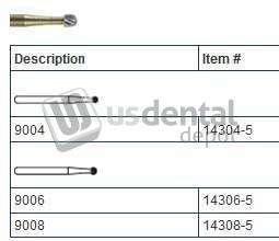 SS WHITE - FG #9004 30 blade Round finishing bur, 5pk . Working length: 0.8mm - #14304-5