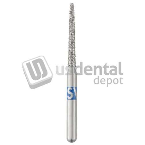 SS-WHITE - Piranha Diamonds FG #850.016 SS (Short Shank) Medium  Grit , Round End Taper - #850-016M-S