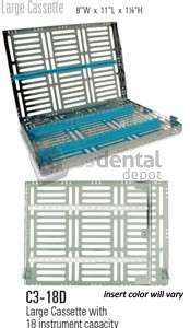 NORDENT Large, 18-instrument plus 1.5in x 8in  open area Sterilization Cassette - #C3-18D3