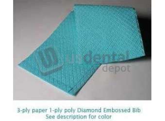 TIDI - Tidi GREEN Diamond-Embossed (13in  x 18in ) 3-ply Paper/1ply Poly Patient Bibs - # 919402