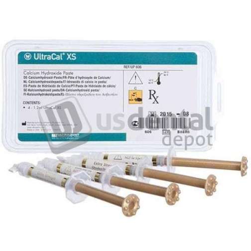 ULTRADENT - UltraCal XS 35% Calcium Hydroxide Paste - Refill: 4 - 1.2 mL Syringes. 12.5 pH - #606-CE